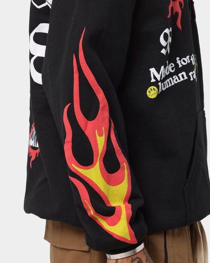 Loiter Euphoric Multi Logo Hoodie Black Wash