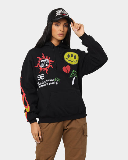 Loiter Euphoric Multi Logo Hoodie Black Wash