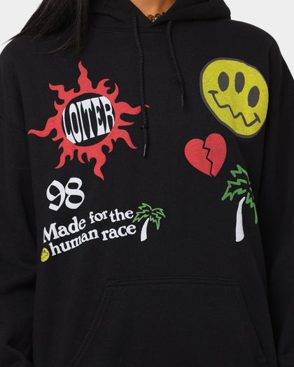 Loiter Euphoric Multi Logo Hoodie Black Wash