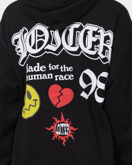 Loiter Euphoric Multi Logo Hoodie Black Wash