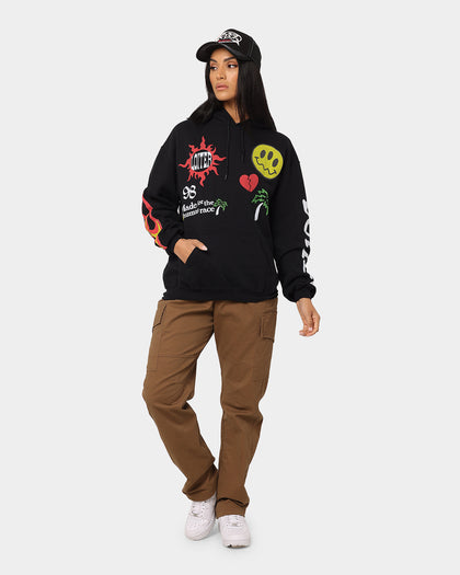 Loiter Euphoric Multi Logo Hoodie Black Wash