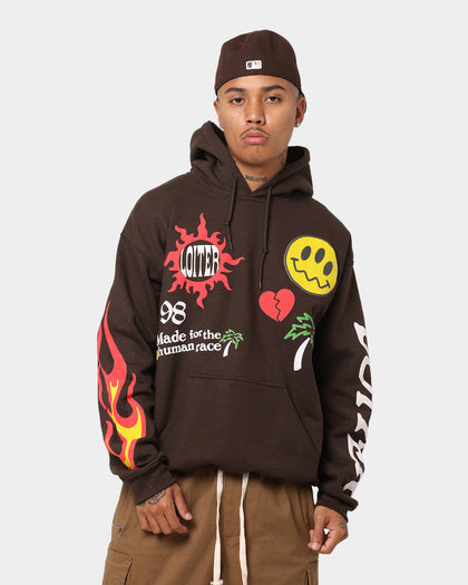Loiter Euphoric Multi Logo Hoodie Brown