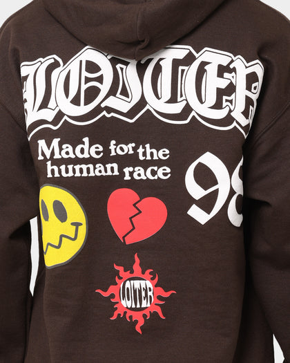 Loiter Euphoric Multi Logo Hoodie Brown