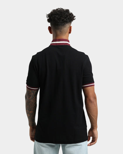 Fred Perry Striped Bomber Neck Polo Shirt Black