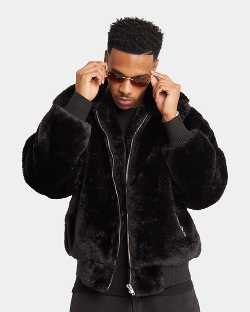 XXIII Baller Fur Jacket Black