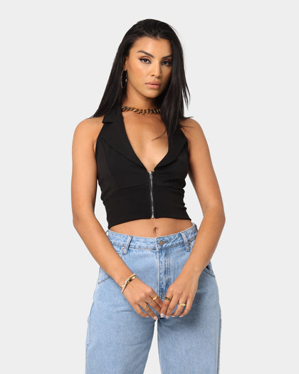 XXIII Women's Fara Zip Front Halter Black