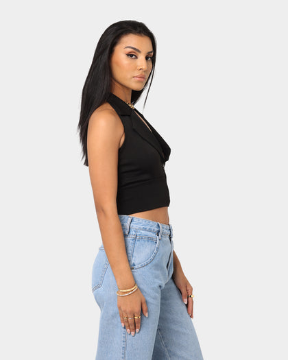 XXIII Women's Fara Zip Front Halter Black