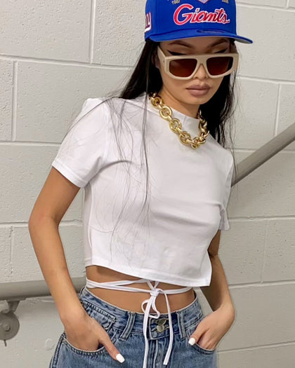 XXIII Women's Mila Wrap Around Short Sleeve Crop White