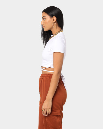 XXIII Women's Mila Wrap Around Short Sleeve Crop White