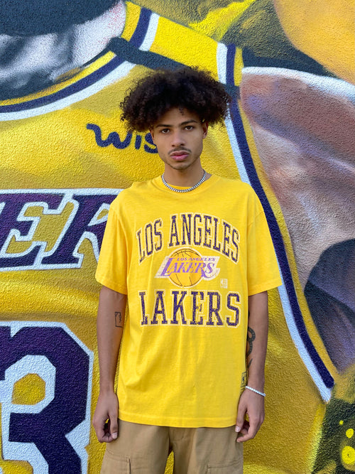 Mitchell & Ness Los Angeles Lakers Vintage Ivy Arch T-Shirt Faded Yellow