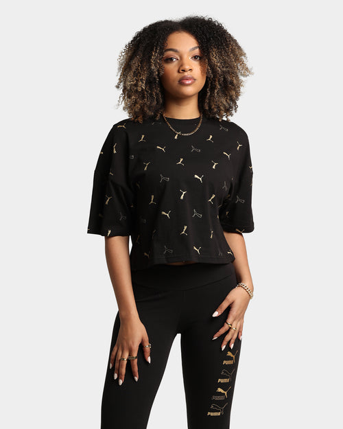 Puma Women's Classics Graphics Printed T-Shirt Puma Black/Gold