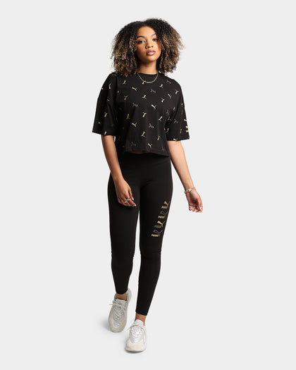 Puma Women's Classics Graphics Printed T-Shirt Puma Black/Gold