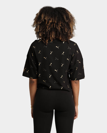 Puma Women's Classics Graphics Printed T-Shirt Puma Black/Gold