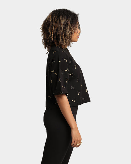 Puma Women's Classics Graphics Printed T-Shirt Puma Black/Gold