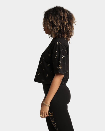 Puma Women's Classics Graphics Printed T-Shirt Puma Black/Gold