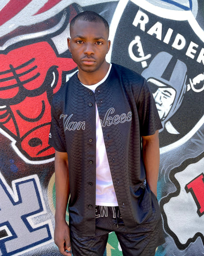 Majestic Athletic New York Yankees Animal Wordmark Jersey Black Snake Print