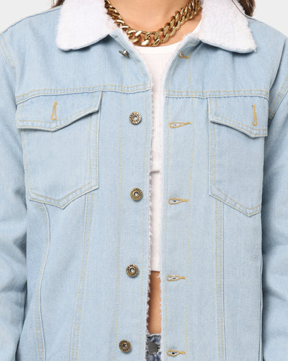 XXIII Women's Ray Sherpa Jacket Blue Denim