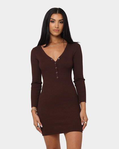 XXIII Women's Inez Long Sleeve Dress Chocolate