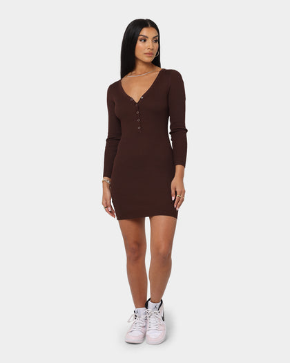 XXIII Women's Inez Long Sleeve Dress Chocolate