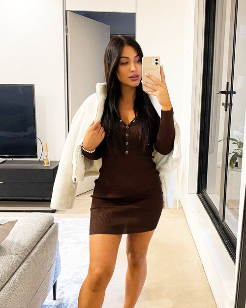 XXIII Women's Inez Long Sleeve Dress Chocolate