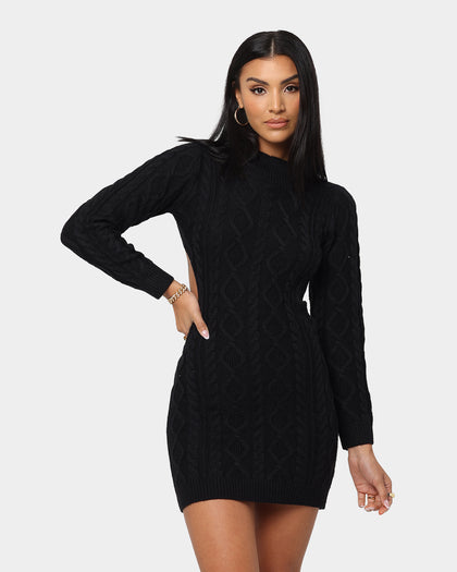 XXIII Women's Melina Knit Long Sleeve Dress Black