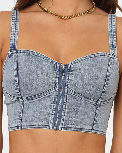 XXIII Women's Denim Corset Top Blue