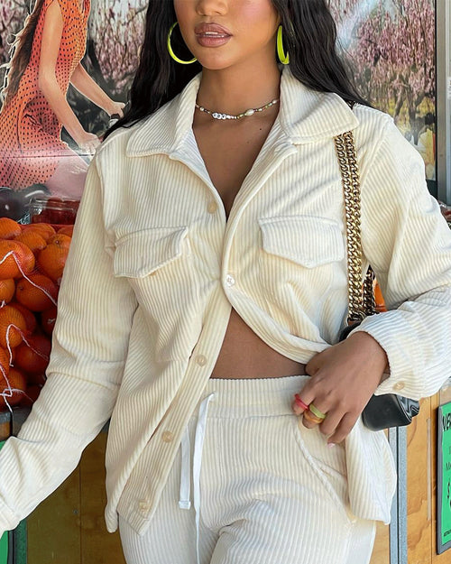 XXIII Duke Corduroy Shacket Cream