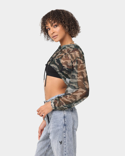 XXIII Women's Tiana Crop Mesh Hoodie Camo