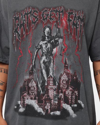 Rats Get Fat Justice of Peace Vintage T-Shirt Black Dye