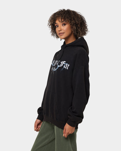 Rats Get Fat Ride Like Hell Vintage Hoodie Black Wash