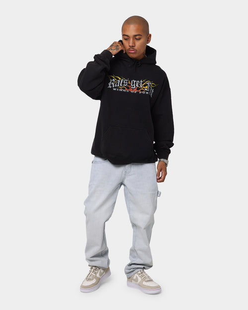 Rats Get Fat Wings Of Fury Vintage Hoodie Black Wash