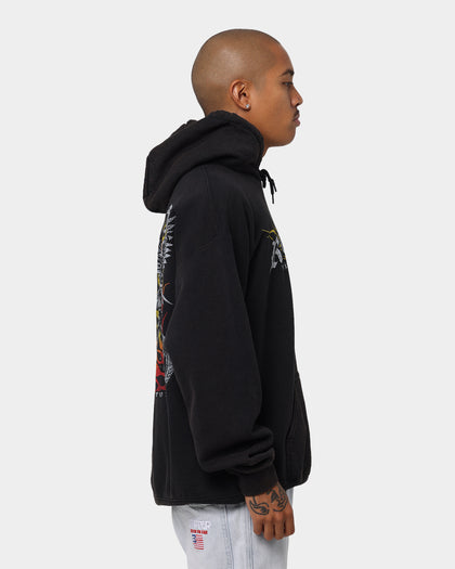 Rats Get Fat Wings Of Fury Vintage Hoodie Black Wash