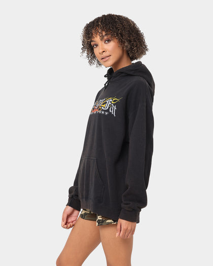 Rats Get Fat Wings Of Fury Vintage Hoodie Black Wash