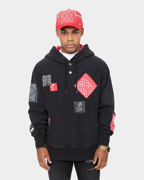 Carre Bandana Ultra Patchwork Hoodie Washed Black