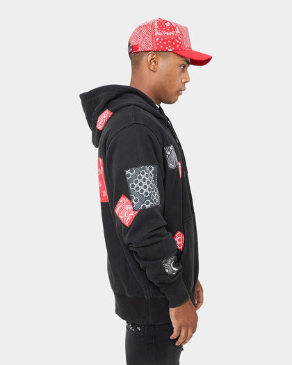 Carre Bandana Ultra Patchwork Hoodie Washed Black