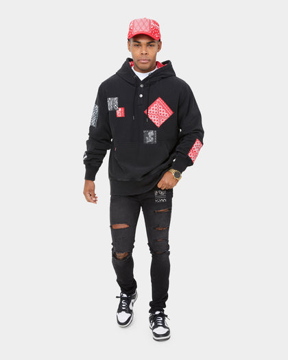 Carre Bandana Ultra Patchwork Hoodie Washed Black