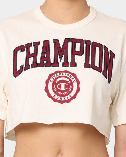 Champion Women's Heritage Archive Crop T-Shirt Chalk White