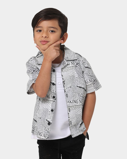 EN ES Kids' Let's Party Short Sleeve T-Shirt Black/White