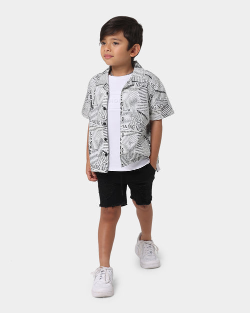 EN ES Kids' Let's Party Short Sleeve T-Shirt Black/White