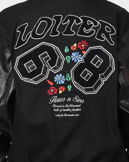 Loiter Flaws Varsity Jacket Black