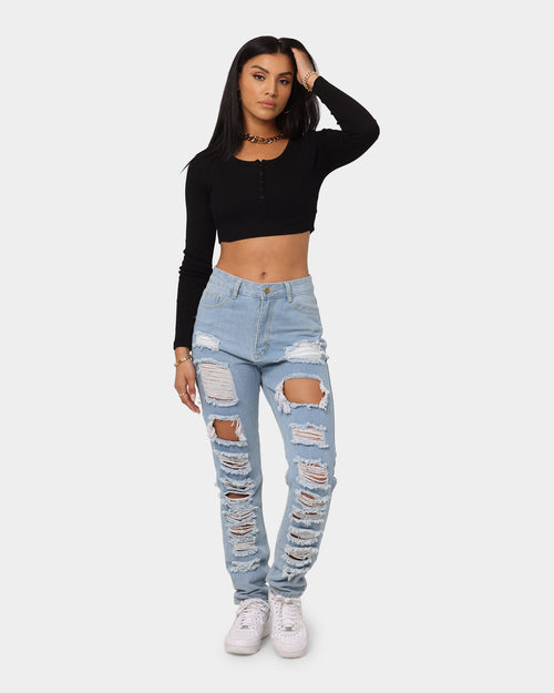 XXIII Women's Adah Rib Long Sleeve Crop Black