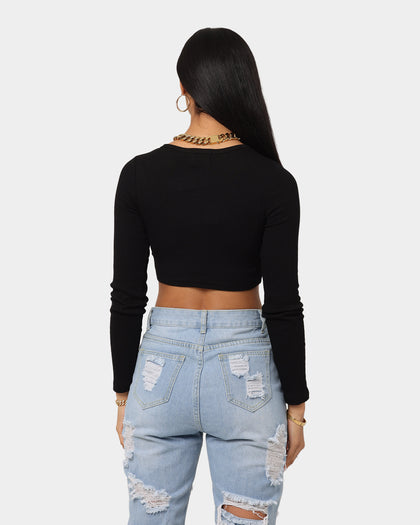 XXIII Women's Adah Rib Long Sleeve Crop Black