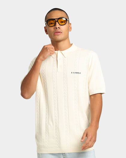 XLARGE Cable Knit Polo Shirt Stone