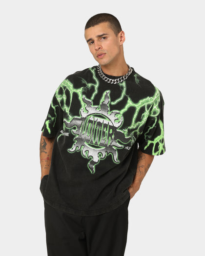 Loiter Lightning Motor Vintage T-Shirt Black/Green