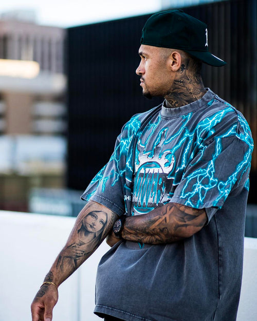 Loiter Lightning Motor Vintage T-Shirt Charcoal