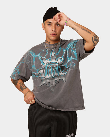 Loiter Lightning Motor Vintage T-Shirt Charcoal