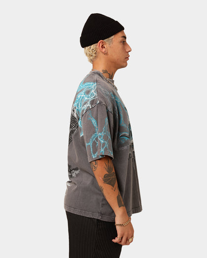 Loiter Lightning Motor Vintage T-Shirt Charcoal