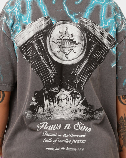 Loiter Lightning Motor Vintage T-Shirt Charcoal