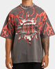 Loiter Lightning Motor Vintage T-Shirt Charcoal/Red