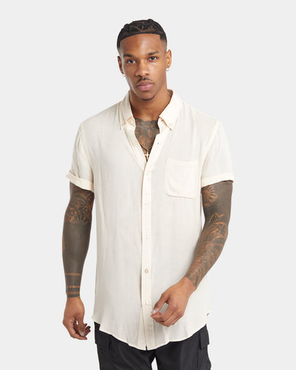 XXIII Dubrovnik Short Sleeve Button Up Shirt Beige